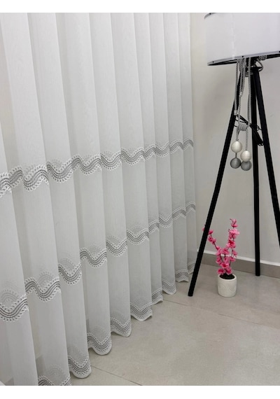 Nivemeshome Perlina Gümüş 1/3 Pileli Tül Perde Apm Gümüş