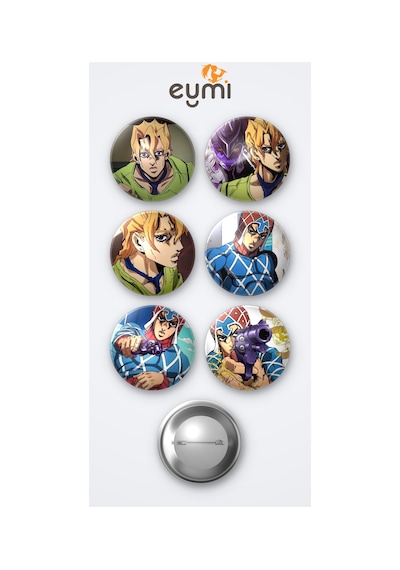 Jojo Pannacotta Fugo Anime Ve Guido Mista 6'lı Metal Rozet Seti 58mm İğneli Buton Çanta Yaka Rozeti Çok Renkli