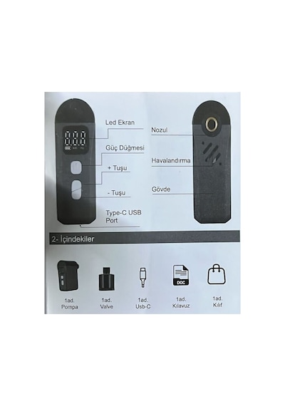 Raptor D15-04 Şarjlı Elektronik Mini Pompa 260001 Siyah