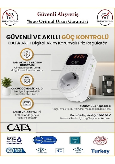 Cata Akım Korumalı Regülatör - Akım Korumalı Priz - 4000W