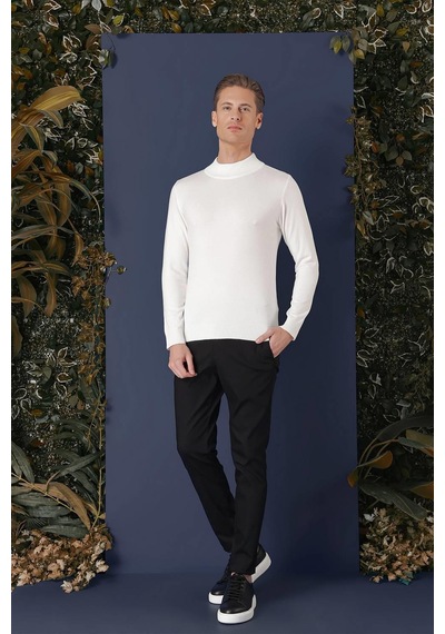 Efor Tr 863 Slim Fit Ekru Klasik Triko Ekru