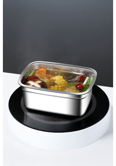 Çelik 2200 Ml Yemek Meyve Et Buzdolabı Beslenme Saklama Kabı Mt110-22 Gri