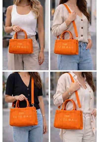 Alyora Premium Turuncu Tote Bag Şık & Günlük Kullanım Omuz Çantası