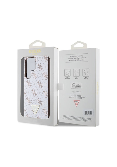 Galaxy S24 Ultra Uyumlu Kılıf Guess Lisanslı Pu Üçgen Logo 4g Desenli Kapak Siyah