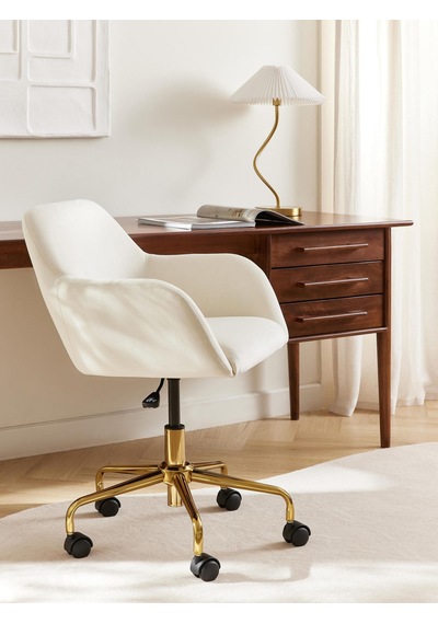Westwing Bouclé Ofis Sandalyesi Lucie: Beyaz, Altın Ayaklı, Ayarlanabilir Beyaz - Altın 29 Westwing Bouclé Ofis Sandalyesi Lucie: Beyaz, Altın Ayaklı, Ayarlanabilir Beyaz - Altın 29