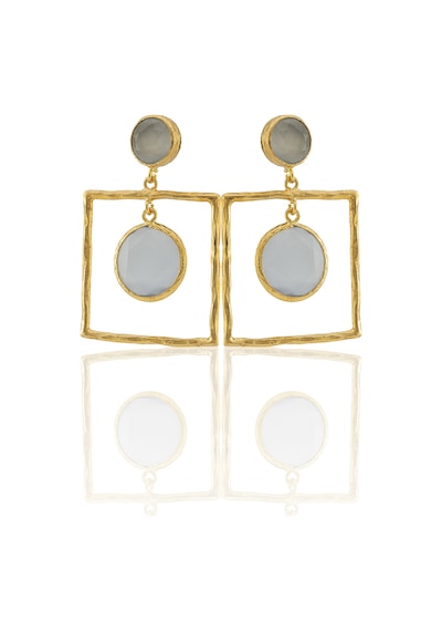 Kadir Jewellery 22 Ayar Altın Kaplama Kadın Sallantılı Küpe -el İşçiliği Ve Hipoalerjenik Küpe-e85 Gri