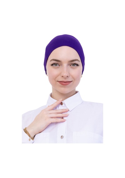 Modish Group Pratik Bone Pamuklu Tesettür İç Bone, Başörtüsü İçin Hazır Viskon Şapka, Namaz Günlük Kullanım İçin Mor