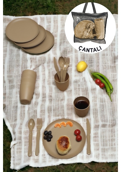 İronika 6 Kişilik 31 Parça Çantalı Kolay Taşınır Piknik Seti Plastik Bardak Çatal Kaşık Bıçak Yemek Kahvaltı Takımı-latte Kahverengi İronika 6 Kişilik 31 Parça Çantalı Kolay Taşınır Piknik Seti Plastik Bardak Çatal Kaşık Bıçak Yemek Kahvaltı Takımı-latte Kahverengi