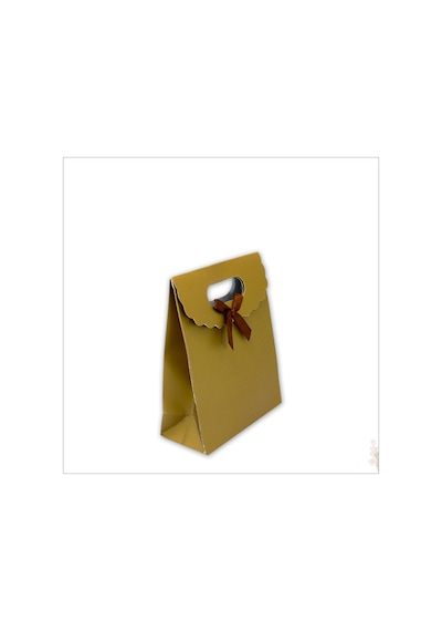 El Geçmeli Karton Çanta 16 X 12 X 6 Cm, Mat Altın - 1 Adet