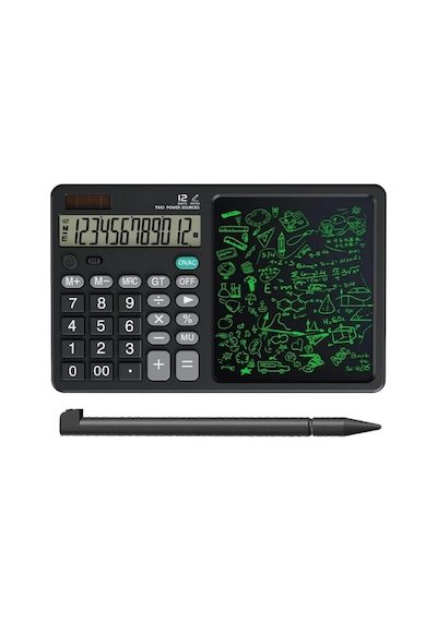 Dijital Hesap Makinesi, 7 İnç Lcd Not Defteri Ekranlı, Sessiz Tuşlu, Taşınabilir Yazı Pedi,öğre Siyah