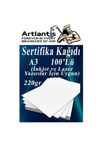 A3 Sertifika Kağıdı Kalın 100 Adet Gramajlı Fotokopi Kağıdı 220 Gr Tüm Yazıcılara Uyumlu 29.7x42 Cm Kalın Baskı Kağıdı