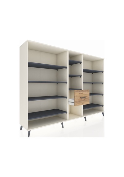 Hyperion Dolap 11 Raflı 3 Çekmeceli 220x44x163 Aytaşı-antrasit/ç Aytaşı-antrasit/çam Hyperion Dolap 11 Raflı 3 Çekmeceli 220x44x163 Aytaşı-antrasit/ç Aytaşı-antrasit/çam