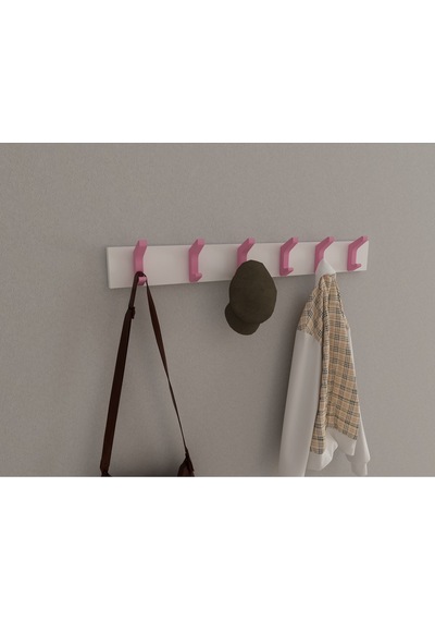 Hepsi3boyutlu Modern Duvar & Kapı Kanca Askılık - 6 Adet Pembe Kanca Askılık - Model No : 2 Pembe