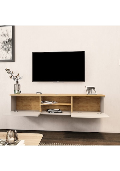 Tv Sehpası Leydi Safir Beyaz 160 Cm Safir Meşe Beyaz
