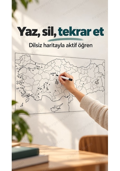 Manyetik Yazılabilir Türkiye Haritası Statik Elektrikli 110x56 Cm 110 x 56 CM