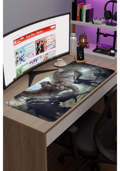 Monster Hunter: World Dikişli Kauçuk Oyuncu Mousepad V2 - 90x40 Xxl Gaming Mouse Pad