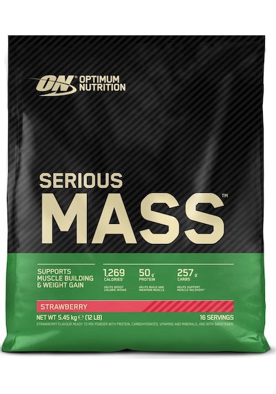 Serious Mass Çilek Aromalı Gainer 5.45 Kg Kreatin 317 G Kas Kütlesi Destek Seti Çilek