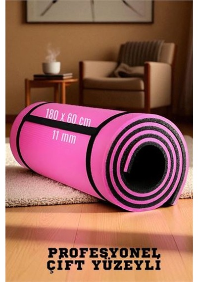 Modacar Pilates Matı- Spor Matı - Yoga Matı 11 Mm Çift Taraflı Pembe