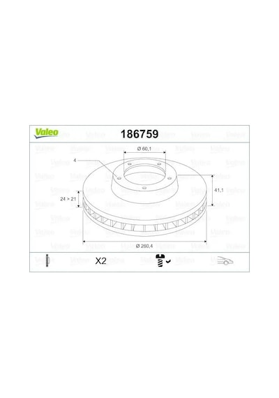 Opel Combo Fren Diski On 2001-2012 Valeo 186759 2adettir