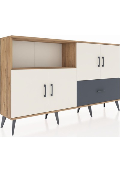 Arges Konsol 4 Raflı Tek Çekmeceli 4 Kapaklı 176x30x99 Çam-aytaşı Çam-aytaşı/antrasit Arges Konsol 4 Raflı Tek Çekmeceli 4 Kapaklı 176x30x99 Çam-aytaşı Çam-aytaşı/antrasit
