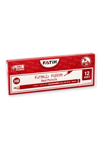 Fatih Kırmızı Kurşun Kalem 1 Düzine 12 Li