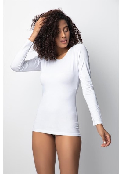3 Adet Özlem Bayan Uzun Kollu Fanila Atlet Body 3225 Beyaz
