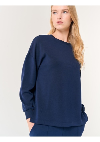 Jimmy Key Lacivert Bisiklet Yaka Uzun Kollu Oversize Sweatshirt Lacivert