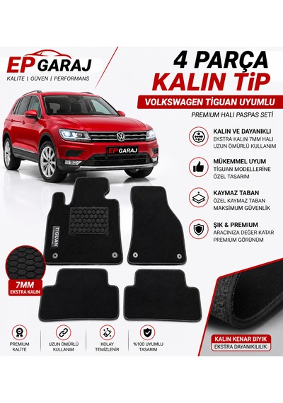 Volkswagen Tiguan Uyumlu Halı Paspas 4 Parça Kalın Tip Ep Garaj