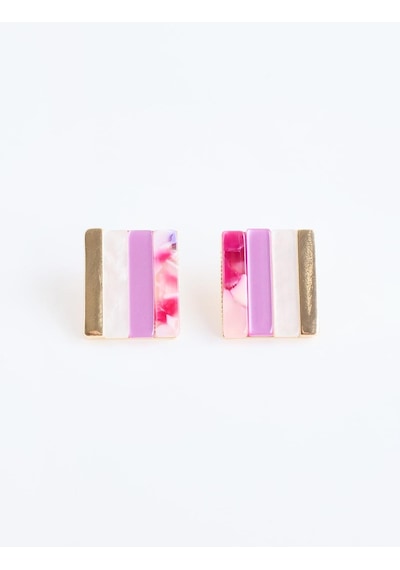 Jimmy Key Jimmy Key Pembe Renk Bloklu Kare Küpe 6sw438036610