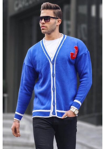 Madmext Saks Erkek Triko Hırka 6314 Saks