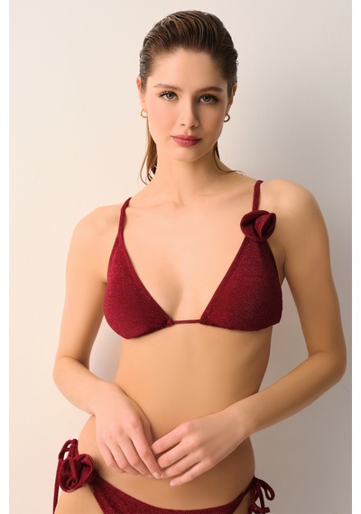 Suwen Rosa Üçgen Bikini Üst Sb2653514191419 Bordo