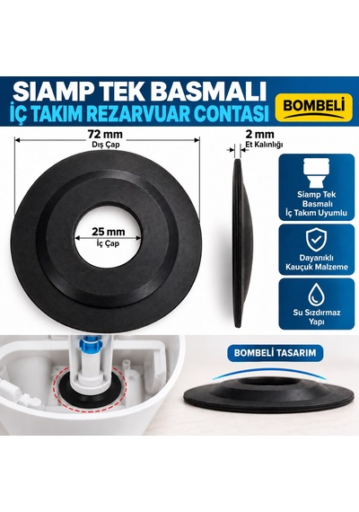 Sıamp Tek Basmalı Rezarvuar İç Takım Contası Siyah