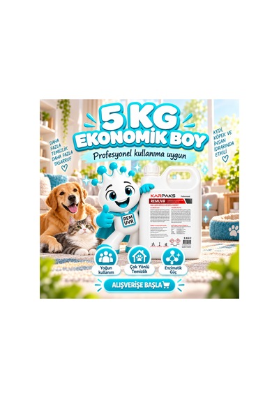 Remuvr 5 Kg Enzimatik Leke Ve Koku Giderici İnsan, Kedi Köpek İdrarı, Kusmuk, Kahve Halı Koltuk Kumaş