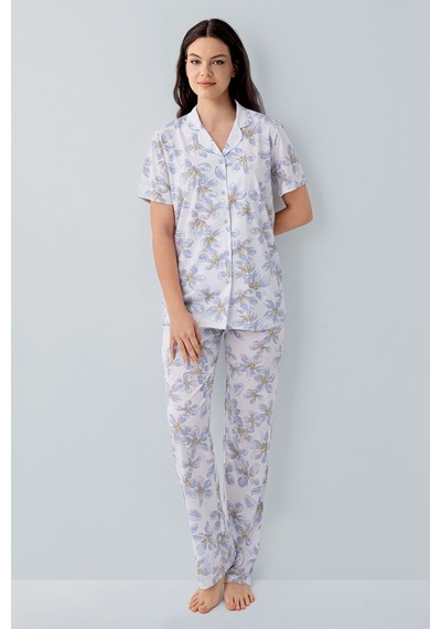 Arnetta Kadın Mavi Gömlek Pijama Takım Ar3626-s-v2 Mavi