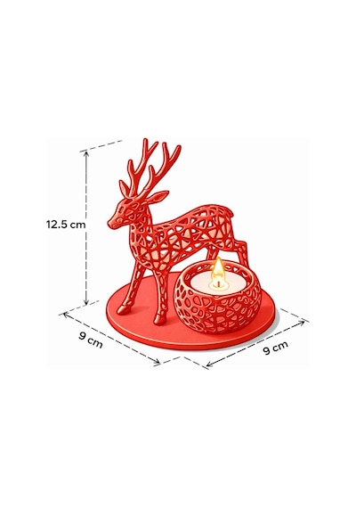 Geometrik Geyik Tasarımlı 3d Yazıcı Üretimi Dekoratif Şamdan