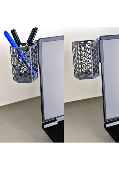 3d Baskı Monitor Kalemlik - Petek Desenli Laptop Kenar Altıgen Kalemlik-gri