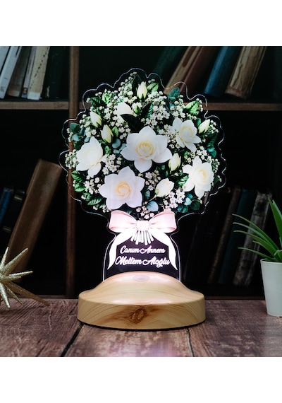 Beyaz Gardenya Çiçek Buketi Led Lamba - Kişiye Özel Anneye Hediye Işıklı Çiçek Lambası, Kadına Zarif Hediye Solmayan Çiçek Beyaz Gardenya Buketi Beyaz Gardenya Çiçek Buketi Led Lamba - Kişiye Özel Anneye Hediye Işıklı Çiçek Lambası, Kadına Zarif Hediye Solmayan Çiçek Beyaz Gardenya Buketi