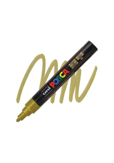 Uni Posca Su Bazlı Poster Markörü Metalik Altın 1.8 2.5mm Pc5m Metalik Altın