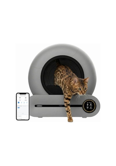 Msp01 Gri Akıllı Otomatik Kedi Tuvaleti, App Kontrol, 65lt Hazne, 9lt Atık Haznesi,iyonizer Kötü Koku Giderici