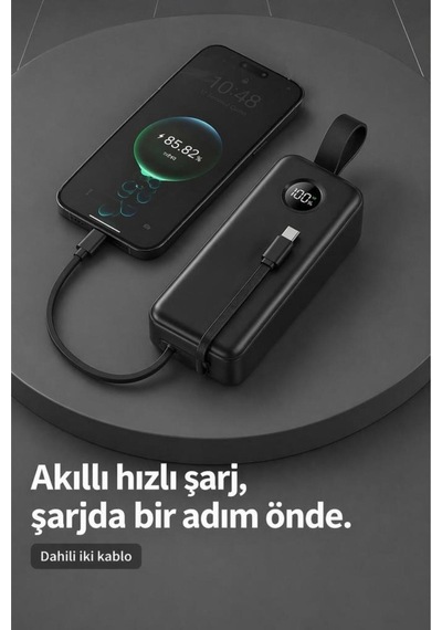 Powerbank Dijital Göstergeli 2 Çıkışlı 30.000 Mah Taşınabilir Hızlı Şarj Aleti Trm1035 Beyaz