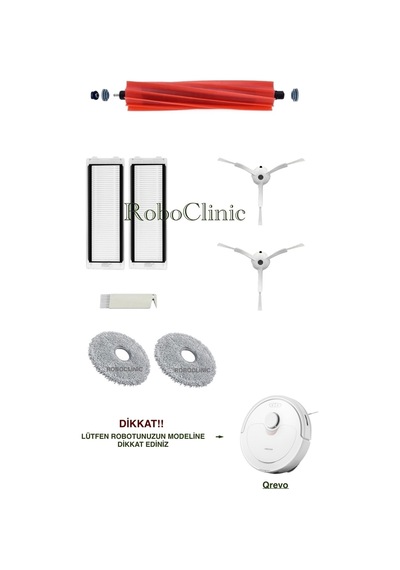 Roborock Qrevo Robot Süpürge Beyaz Uyumlu Yedek Fırça,hepa Filtre,mop Set-8 Parça