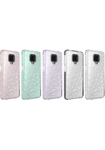 Noktaks - Redmi Note 9s Uyumlu Kılıf Prizmatik Renkli Koruyucu Buzz Kapak - Mor - T18871