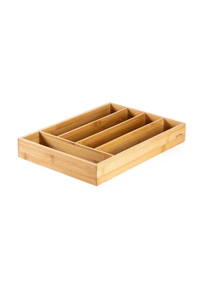 Tantitoni Bambu Köşeli Çekmece İçi Çatal Kaşık Bıçak Tepsisi En12cm-boy35cm-yük5cm