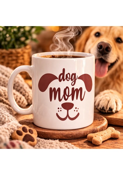 Dog Mom Kupa Model 185 Köpek Annesi Temalı Porselen Kahve Kupası Köpek Severlere Hediye Kupa Diğer