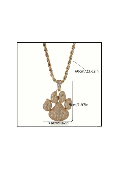 Yıwu 1pc Hip Hop Buz Köpek Pençesi Kübik Zirkonyum Buz Kristali Ayı Pençesi Altın Rengi