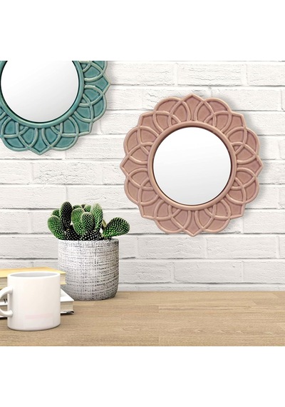 Dekoratif 9" Soluk Pembe Yuvarlak Çiçekli Seramik Vurgulu Duvar Aynası, Ekli Asma Halkalı Duvar Aynası, Oturma Odası, Yatak Odası, Banyo, Koridor Ve Giriş Yolu İçin Dekoratif Dekor & Dekoratif 9" Soluk Pembe Yuvarlak Çiçekli Seramik Vurgulu Duvar Aynası, Ekli Asma Halkalı Duvar Aynası, Oturma Odası, Yatak Odası, Banyo, Koridor Ve Giriş Yolu İçin Dekoratif Dekor &