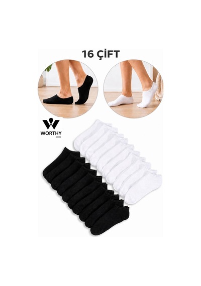 Worthy Socks 16 Çift Kısa Patik Bilek Çorap 16'lı Paket Çok Renkli