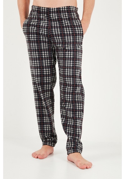 Buratti Lastikli Bel Düz Paça Yumuşak Dokulu Polar Pijama Altı Erkek Pijama Altı 6098001 Siyah-bordo