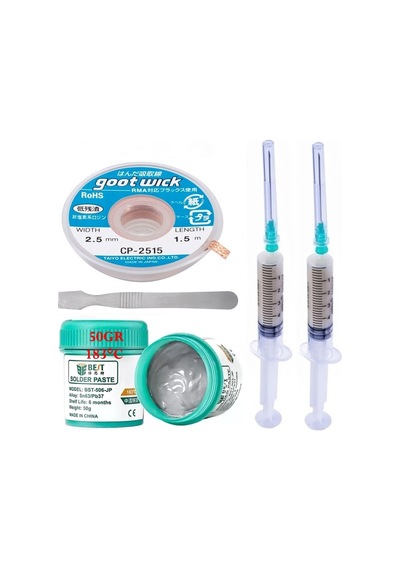 Solder Bst-506 Krem Lehim /best 50g Sıvı Lehim Ve Flux Lehim Toplama Seti 2,5mm Ve Metal Spatula Seti01