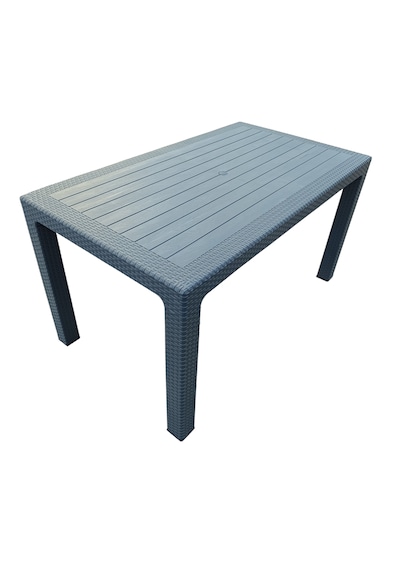 Evko Mobilya Rattan 80x140 Masa, Plastik Masa, Bahçe Balkon Teras Masası, Kare Masa, Dış Mekan Masası Antrasit